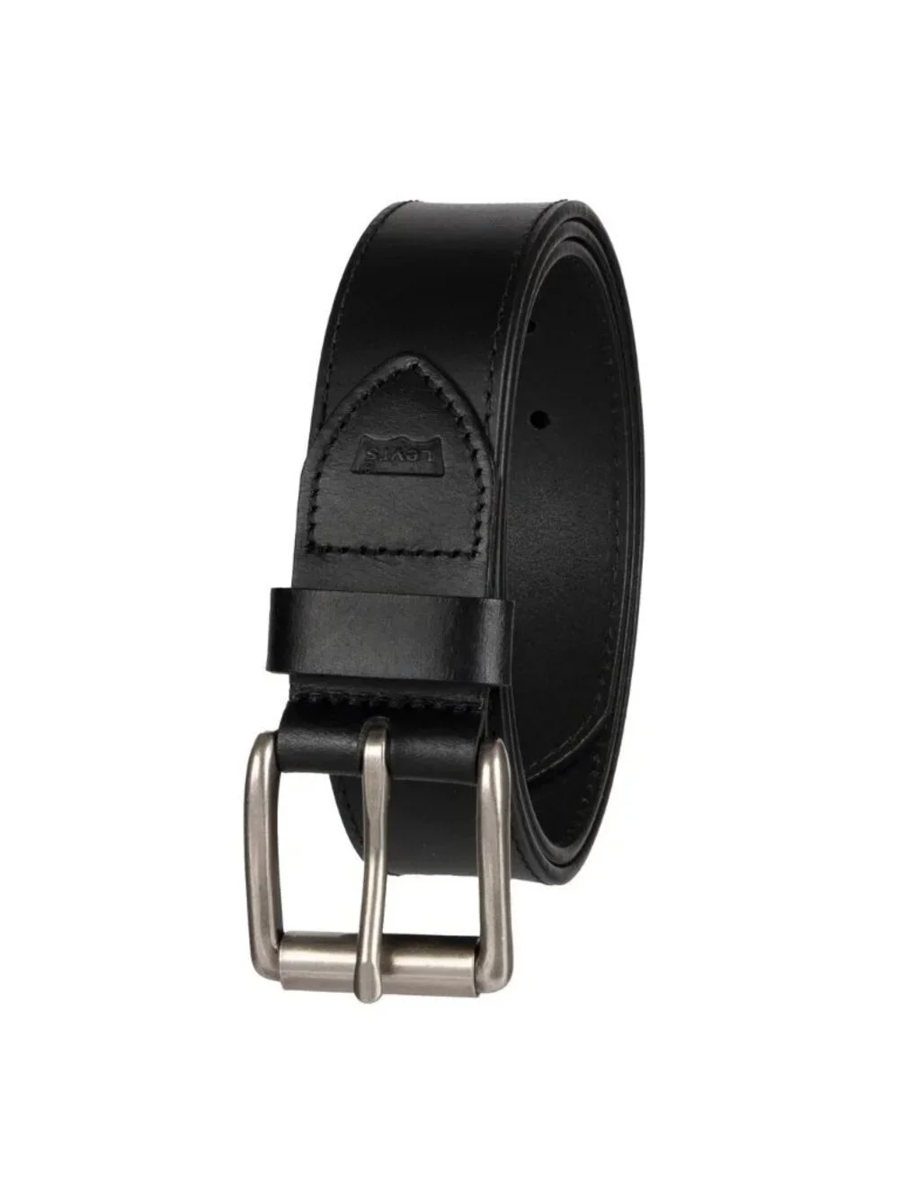 NWOT Levis Men's L 38-40 Black Leather Belt With Silver-Tone Buckle